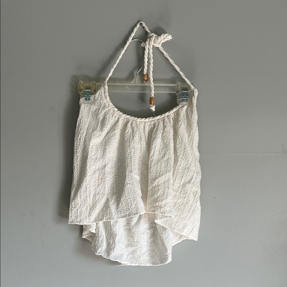 Zara Tops - Zara Cream Textured Halter Crop Top